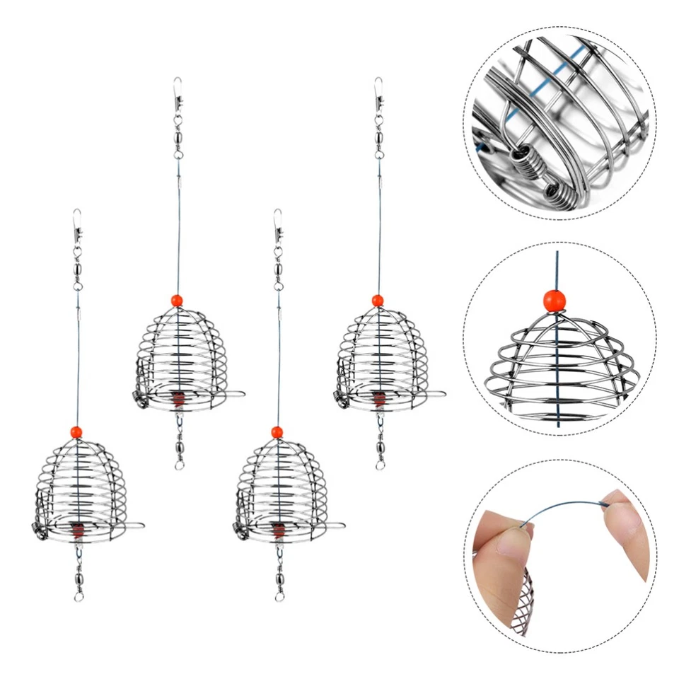 4pcs Fishing Bait Cage Lure Cage Bait Fishing Trap Basket Fishing Tackle - image 1 of 4