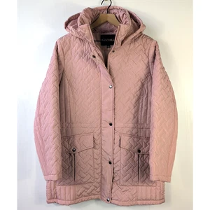 Big Chill Quilted Hooded Jacket Women’s XL Pink Warm Winter Coat with Pockets - Picture 1 of 12