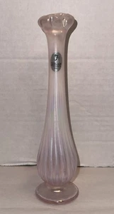 Vintage Fenton irisierende opalisierende rosa schimmernde Optik geschwungene Knospe Vase 7,5" - Bild 1 von 11