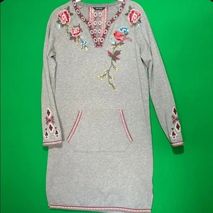 Sweatshirt-Kleid Driftwood bestickt Blumen Größe S - Bild 1 von 10