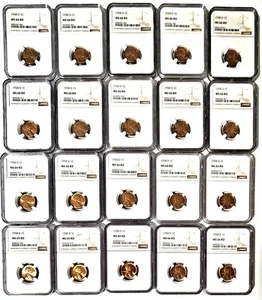Lincoln Wheat Cent 20-Coin Set NGC Certified All 1958-D Mint State - Picture 1 of 4