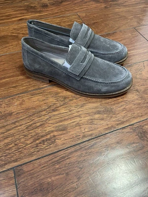 Mocassim Allsaints Sam Slip On Penny Masculino EUA 8 Camurça Cinza Moc Toe NOVO NA CAIXA - Imagem 1 de 4