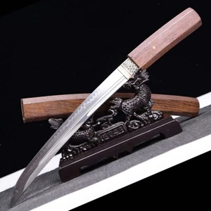 Tanto Japanese Samurai Short Sword Clay Tempered T10 Steel Mini Katana Shirasaya - Bild 1 von 9