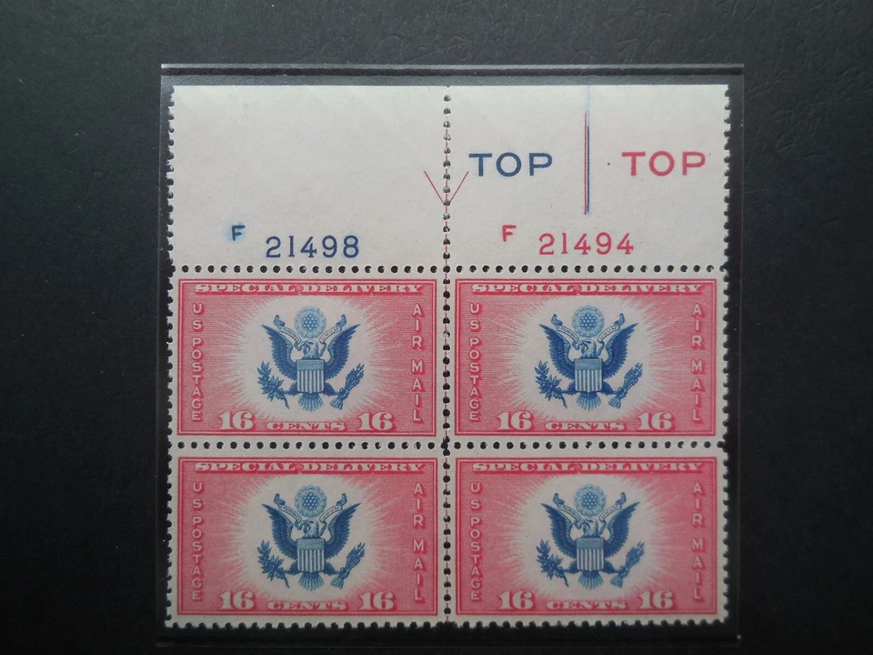 CE2 16c Special Delivery Airmail Plate Block Type 1 MNH OG VF #1 CV $14 - Image 1 of 1