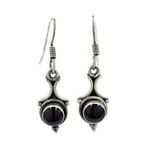 925 Sterling Silver Drop Earrings W/ Natural Ruby - Handmade - 35.0mm - Picture 1 of 7