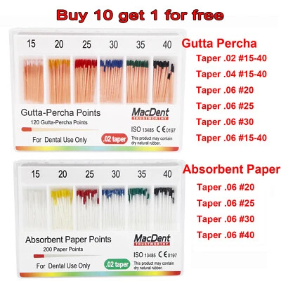 MacDent Dental Root Canal Endo Treatment Gutta Percha Points .02/.04/.06 Taper - Image 1 of 4