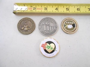 RARE SET 4 US ARMY VETERANS WALL LOVE MY SOLDIER VETS MILITARY CHALLENGE COIN - Picture 1 of 6