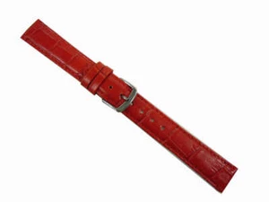 Pulsera De Reloj Con Cierre De Cuero Brillante Kroko 20 Mm Roja - Picture 1 of 1
