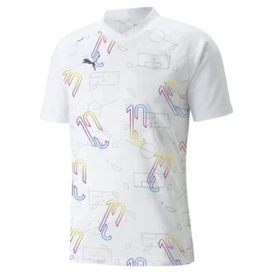 PUMA Nmj X Thrill V Neck Short Sleeve Soccer Jersey Mens White 60567005 - Picture 1 of 2