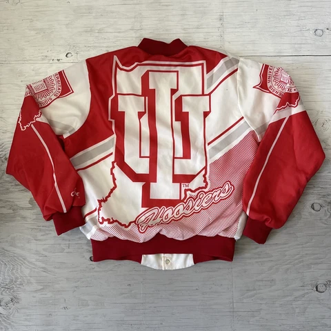 Vintage 90s NCAA Indiana Hoosiers Chalk Line Fanimation Jacket Size Medium Cover