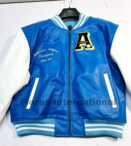 USA Avirex Lederjacke Farbe Blau & Weiß, Baseballjacke aus Rindsleder - Bild 1 von 5