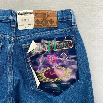Pantalón de mezclilla azul pierna recta calce relajado 30x30 vintage John Henry Jeans para hombre nuevo con etiquetas Foto 1 de 4