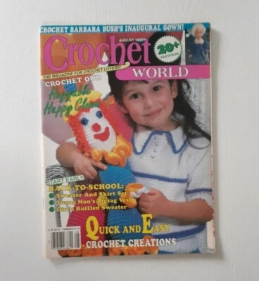CROCHET WORLD MAGAZINE Happy Clown Back-to-School Girl's Sweater AUGUST 1990 - Image 1 of 2