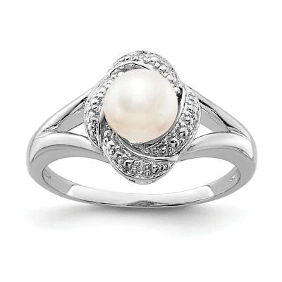 Silver  Diam. & FW Cultured Pearl Ring QBR12JUN - Image 1 of 4