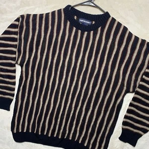 VTG 90s VAN HEUSEN Vertical Striped Sweater Cosby Mens LARGE - Picture 1 of 10