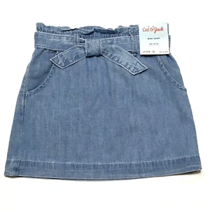 Cat & Jack Girls XS 4/5 Light Blue Denim Elastic Tie Waist Midi Skirt - Picture 1 of 8