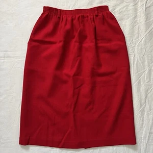 Vintage Alfred Dunner Wool Skirt With Pockets And Slit Red Fall Old money Retro  - Picture 1 of 4