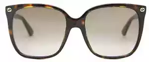Gucci GG0022S 003 Occhiali da Sole Avana Donna Quadrati Sfumato 57-18-140 Italia Nuovi - Foto 1 di 5