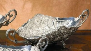 Oval fruit bowl centerpiece Jatte in Sheffield stile Cesellato - Imagen 1 de 2