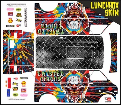 STICKER LICKER Sticker Set Skin Wrap Twisted Circus Clown Theme Fits Tamiya Lunch Box shell