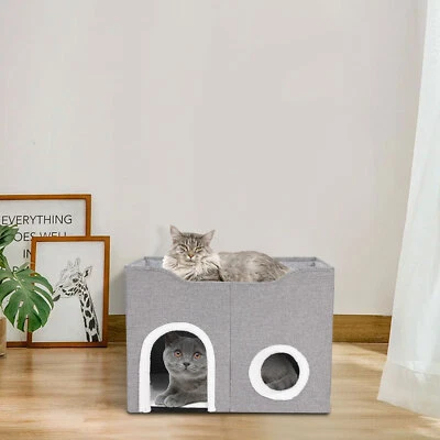 Cat House Large Indoor Cats Bed Cute Modern Cat Condo Shelter Foldable - Image 1 of 4