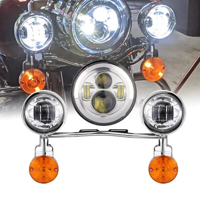 7" LED Headlight & Passing Lights Bar For Kawasaki Vulcan VN 500 900 1500  2000 Foto 1 de 4