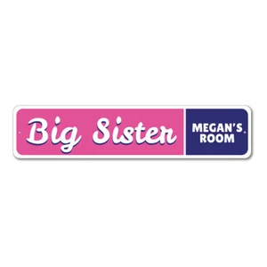 Big Sister Sign, Personalized Kid's Room Sign, Custom Girl Metal Wall Decor - Picture 1 of 4