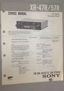 Sony AM-FM Cassette Stereo Radio w/ Wired Remote XR-47R XR-57R Service Manual - Picture 1 of 1