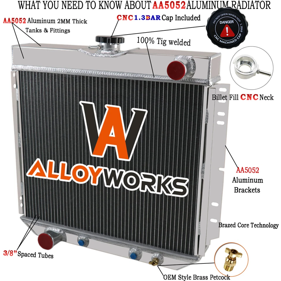 Radiador de 4 filas para Ford Falcon Mustang Maverick Comet 1963-1977 1976 1975 20" W Foto 1 de 4