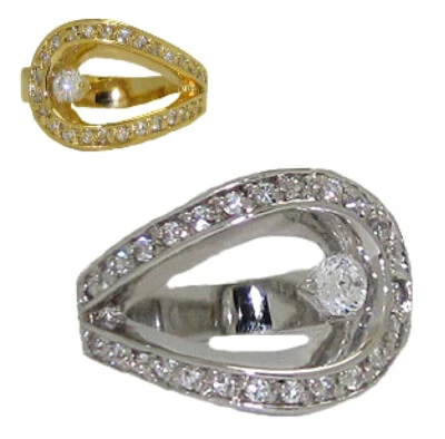 Zirconi Anello Bianco 18kt Oro Giallo Cristallo Swarovski Qualità Pavè Misura 5 - Immagine 1 di 4