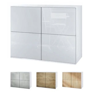 Sideboard Kommode Vitrine Küchenschrank Rova V3 Weiß - Hochglanz & Naturtöne - Bild 1 von 31
