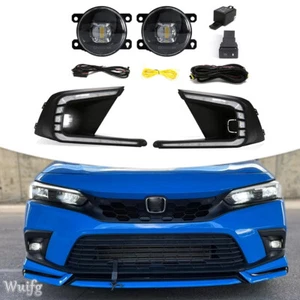 PARA 2022-24 CIVIC V2 DRL LED FARO ANTINIEBLA BISEL CUBIERTA + KIT LENTE ANTINIEBLA PROYECTOR TRANSPARENTE - Imagen 1 de 14