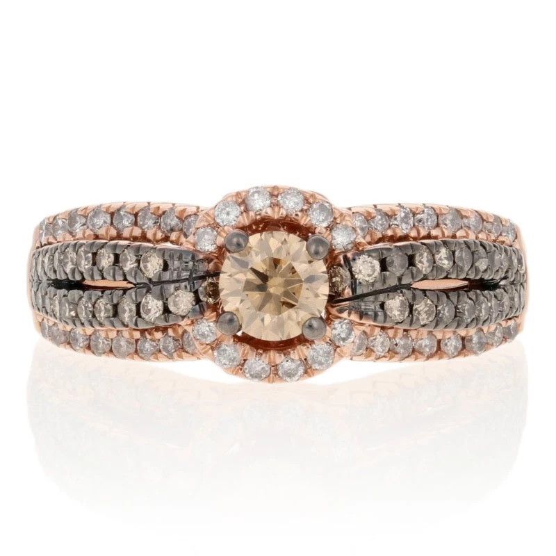 Rose Gold Diamond Ring - 14k Round Brilliant Cut 1.00ctw Halo - Image 1 of 4