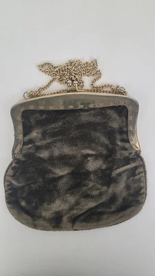 Bolso de Noche Magid Vintage Terciopelo Marrón con Mango de Cadena Dorada Años 50’s Foto 1 de 3