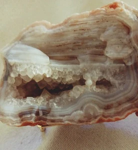 Banded Agate 100% Natural w/Crystal Druzy & Crazy Lace Agate (c0012) - Picture 1 of 3