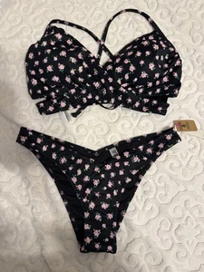 NWT Victoria’s Secret Pink L DD M Rosette Wrap Bikini - Picture 1 of 8