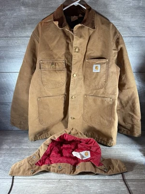 Carhartt Jacket RN 14806 Brown Canvas Wool Lined Jacket & Canvas Hood Workwear - Image 1 of 4