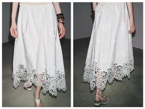 ZARA ZW Collection White Embroidered Flared Midi Skirt Size L 6303/041 Holiday - Picture 1 of 5