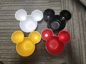 Disney Rare Set of 4 Mickey Mouse Shape Chip & Dip Party Bowls 5.5" Ear To Ear - Picture 1 of 9
