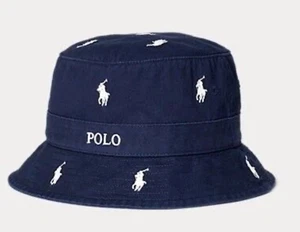 Polo Ralph Lauren Cotton Chino Bucket Hat Newport Navy / White Size L-XL - Bild 1 von 2