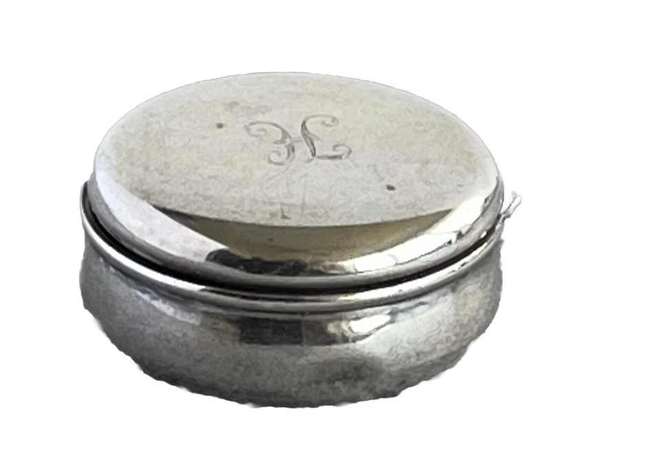 Caja de parches eduardiana de plata esterlina con monograma sello Birmingham 1902 Foto 1 de 3