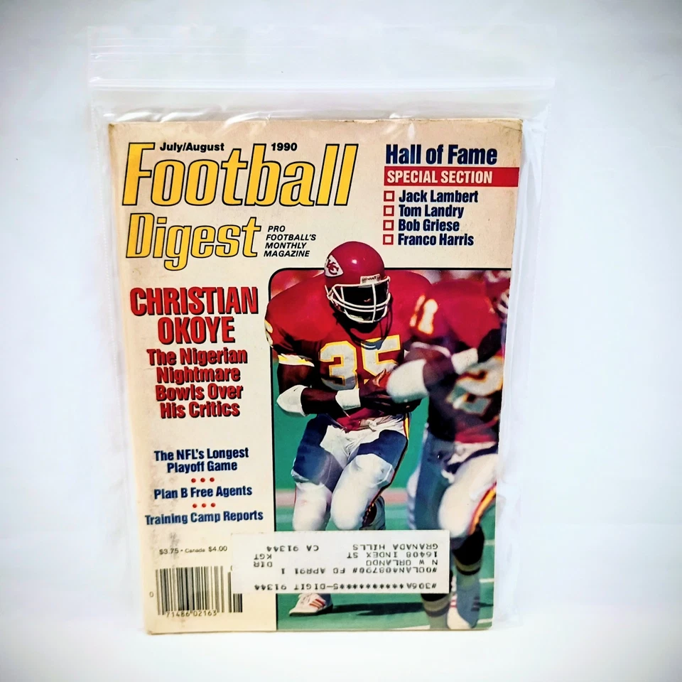 Football Digest July August 1990 NFL Kansas City Chiefs Christian Okoye Magazine - Image 1 of 2