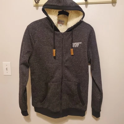 Scandinavian Explorer Mens Polar Fleece Jacket Black M 71° 10' 21' sherpa hooded - Image 1 of 4