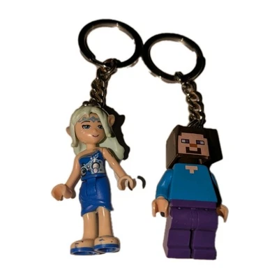 2 LEGO Minecraft Steve & Vintage Naida Water Elf Keychains  - Image 1 of 4