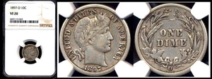 1897 10C NGC VF 20 BARBER DIME - Picture 1 of 1