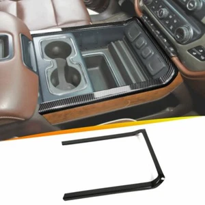 Center Front Cup Holder Cover Trim Frame for Chevy Silverado 14-18 Carbon Fiber - Picture 1 of 9