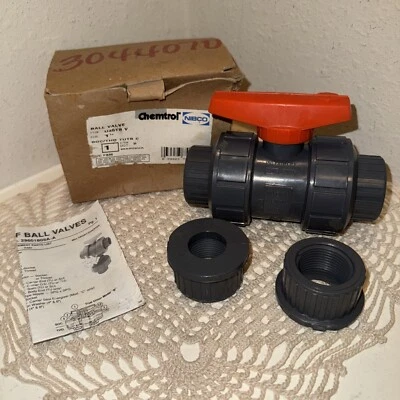 Nibco Chemtrol Ball Valve U45TB V 1” SOC/THD TUTB Model C 150 psi BRAND NEW - Image 1 of 4