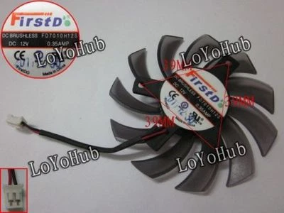 Firstd FD7010H12S Graphics card Fan 12V 0.35A 2wire diameter 74mm 2-Pin - Image 1 of 2