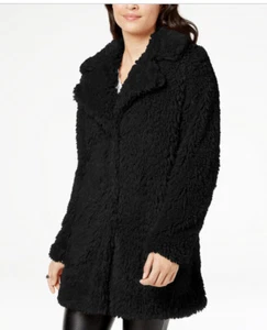 I.N.C. International Concepts Faux Fur Teddy Coat Macys Size Large Black - Picture 1 of 5