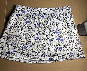 CALLAWAY  Women Golf Skort Skirt Inner Shorts Black Blue Lime Knit Floral Large